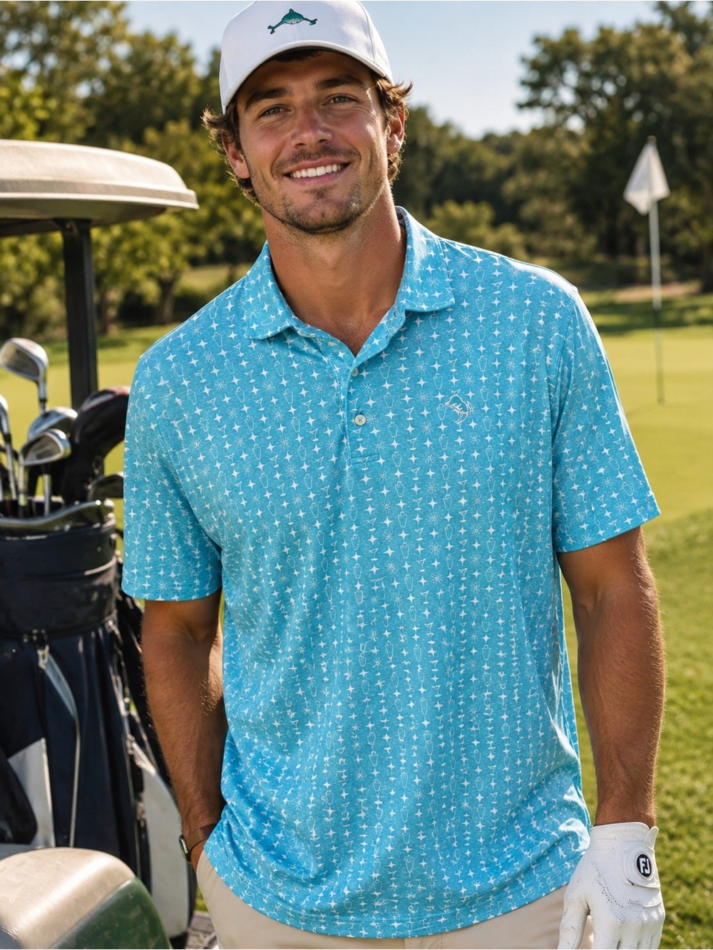 johnnie-O Aqua Martini and Shaker Golf Polo - Picture 7 of 7
